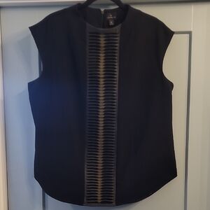 Worthington Black Sleeveless Blouse with Textured Detail